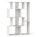Costway Étagère géométrique à dos ouvert 47 pouces, bibliothèque à 6 cubes avec kit anti-basculement, naturelle/blanche