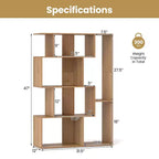 Costway Étagère géométrique à dos ouvert 47 pouces, bibliothèque à 6 cubes avec kit anti-basculement, naturelle/blanche
