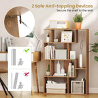 Costway Étagère géométrique à dos ouvert 47 pouces, bibliothèque à 6 cubes avec kit anti-basculement, naturelle/blanche