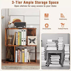 Costway 1/2 PCS Étagère à Livres à 3 Niveaux Bibliothèque Géométrique Table d'Appoint avec Rangement Ouvert Marron