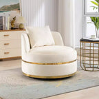 360 Swivel Accent Chair, Modern Velvet Upholstered Barrel Chair Oversized Soft Chair with Cushion - HABITRIO