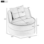 Fauteuil pivotant à 360°, fauteuil baril moderne en velours rembourré surdimensionné avec coussin - HABITRIO