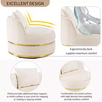 Fauteuil pivotant à 360°, fauteuil baril moderne en velours rembourré surdimensionné avec coussin - HABITRIO