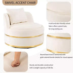Fauteuil pivotant à 360°, fauteuil baril moderne en velours rembourré surdimensionné avec coussin - HABITRIO