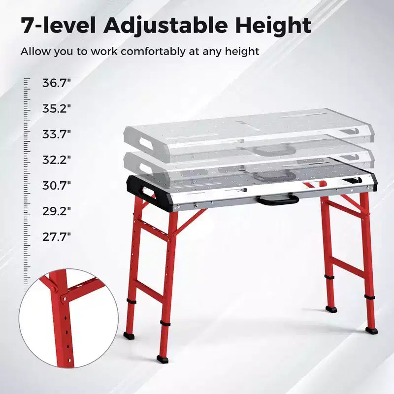 Table de soudage Costway 42 x 21 avec hauteur réglable, 2 pinces de serrage et poignée de transport