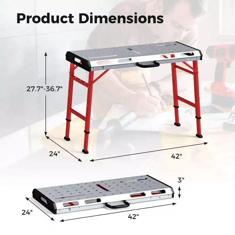 Table de soudage Costway 42 x 21 avec hauteur réglable, 2 pinces de serrage et poignée de transport