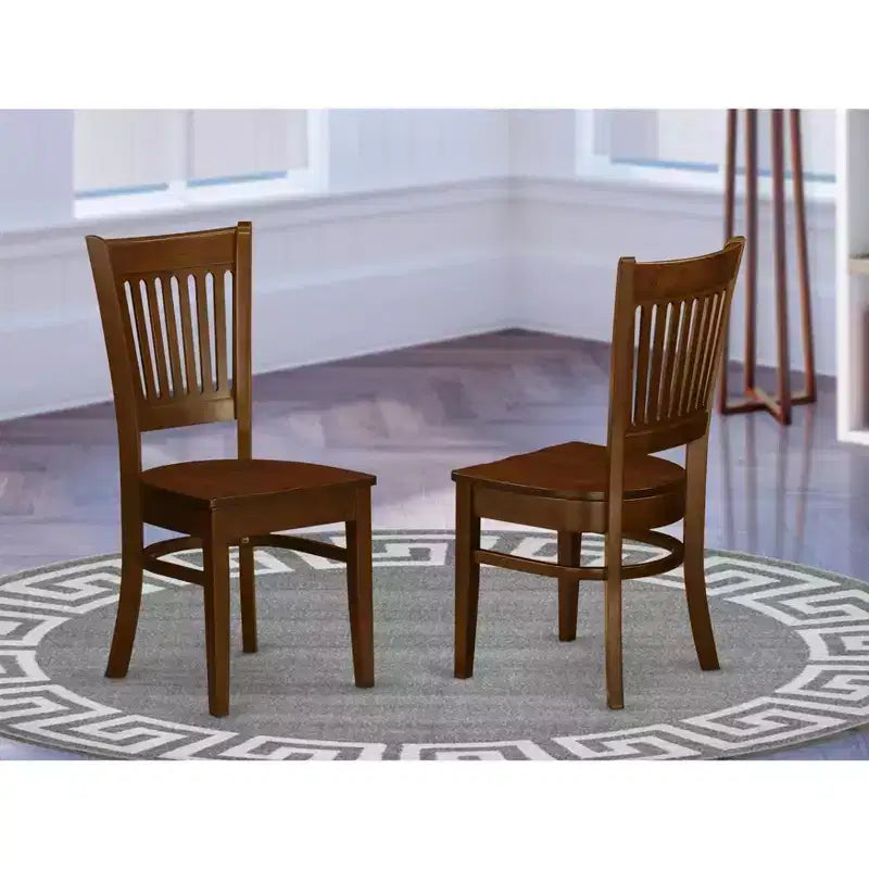 Chaises de salle à manger en bois HomeStock, lot de 2 - Siège en bois et dossier à lattes