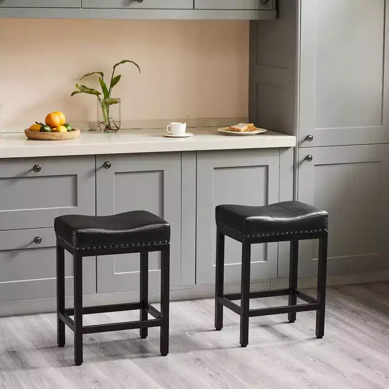 Tabourets de bar à selle avec cadre en acier robuste, lot de 2 pour la cuisine