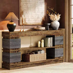 Lantine 63 Table Console Longue à 3 Niveaux avec Rangement pour Entrée, Marron