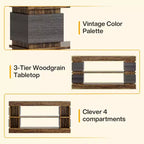 Lantine 63 Table Console Longue à 3 Niveaux avec Rangement pour Entrée, Marron