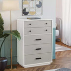 Commode haute à 5 tiroirs CosmoLiving by Cosmopolitan Valencia, taupe et blanc