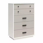 Commode haute à 5 tiroirs CosmoLiving by Cosmopolitan Valencia, taupe et blanc