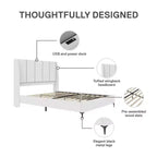 Lit capitonné DHP Lamora avec tête de lit à oreilles et port USB