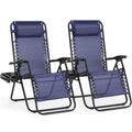 Zero Gravity Lounge Chairs Set of 2, Folding Patio Recliners for Pool Beach Use, with Pillow and Cup Holder