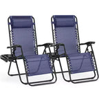 Zero Gravity Lounge Chairs Set of 2, Folding Patio Recliners for Pool Beach Use, with Pillow and Cup Holder