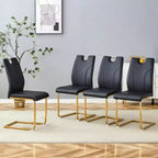 Chic Set of 4 Black PU Dining Chairs, Gold Legs for Diverse Rooms