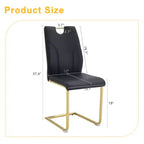 Lot élégant de 4 chaises de salle à manger en PU noir, pieds dorés pour différentes pièces