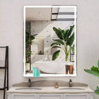 Miroir de courtoisie LED 48x36 pour salle de bain : mural, éclairage réglable, anti-buée, interrupteur tactile