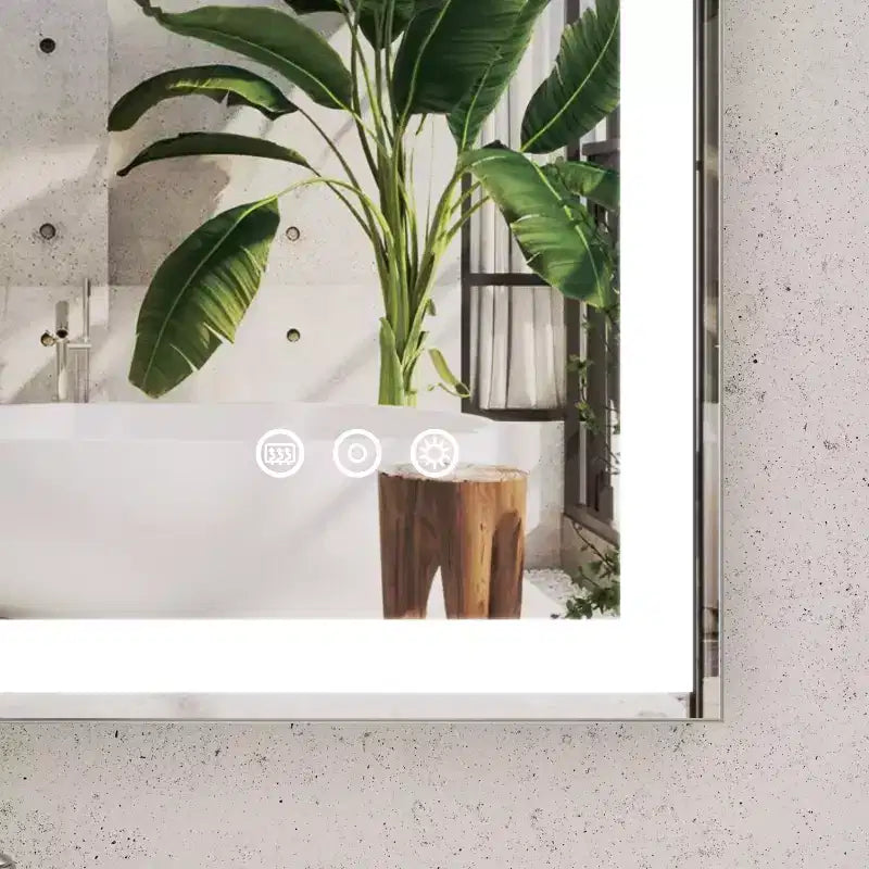 Miroir de courtoisie LED 48x36 pour salle de bain : mural, éclairage réglable, anti-buée, interrupteur tactile