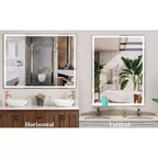 Miroir de courtoisie LED 48x36 pour salle de bain : mural, éclairage réglable, anti-buée, interrupteur tactile