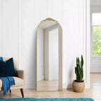 Miroir arqué doré à angle droit : 64,35 x 23,4, Bois sculpté, Pleine longueur