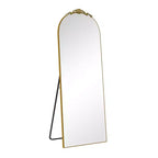 Miroir arqué doré à angle droit : 64,35 x 23,4, Bois sculpté, Pleine longueur
