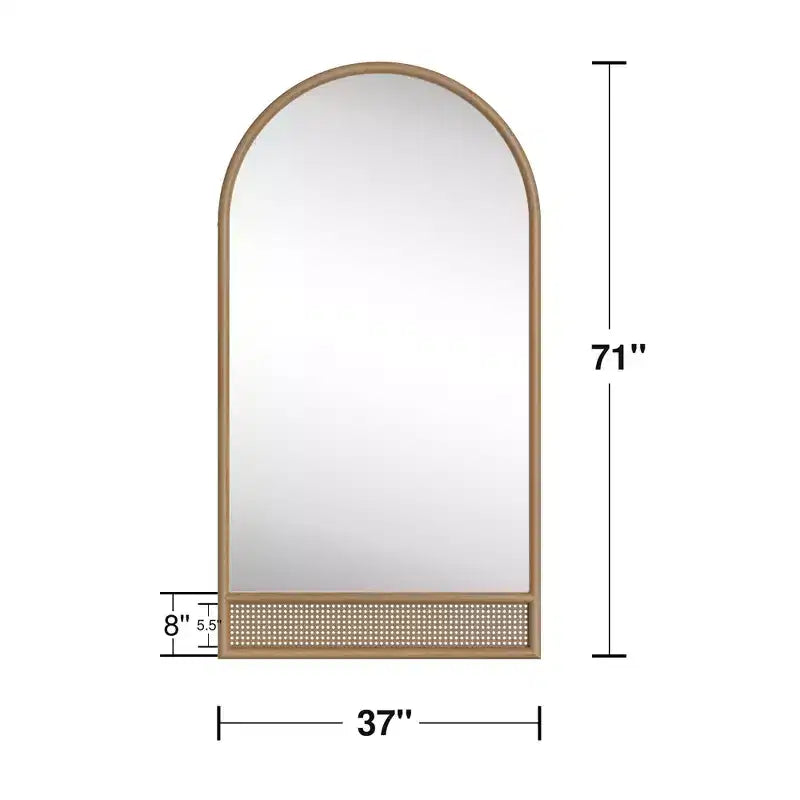 Miroir Psyché Rectangle Marron en Bois Massif à Bords Droits 180x93x4cm (Sans Support)