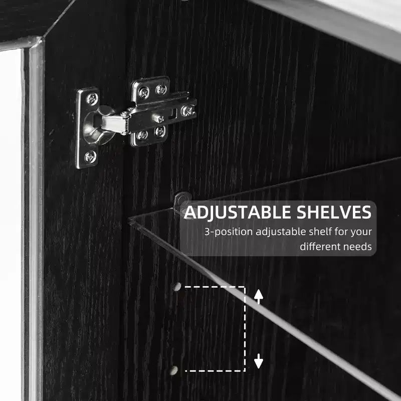 Armoire de cuisine en bois massif de 62 po avec étagères réglables et porte vitrée