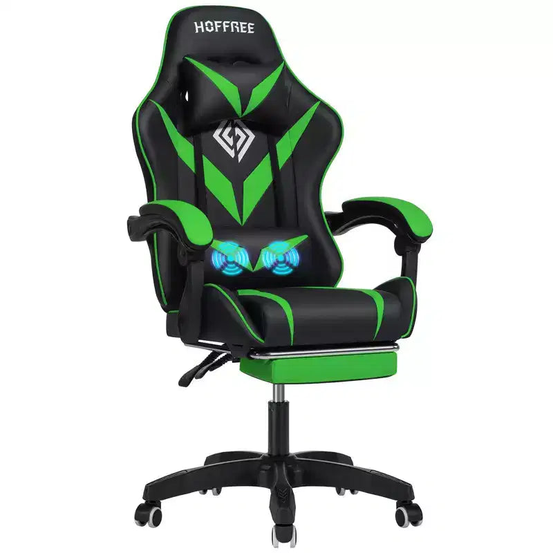 Chaise de massage gaming ergonomique Hoffree pour enfants avec repose-pieds et réglable