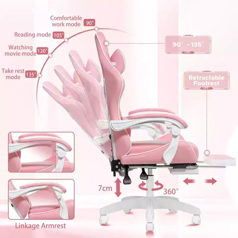 Chaise de massage gaming ergonomique Hoffree pour enfants avec repose-pieds et réglable