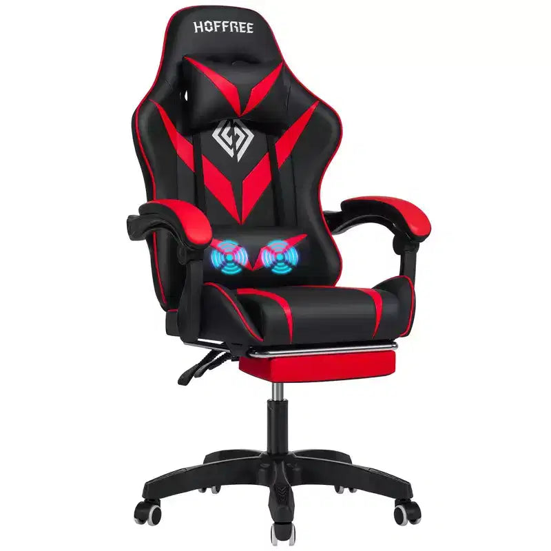 Chaise de massage gaming ergonomique Hoffree pour enfants avec repose-pieds et réglable