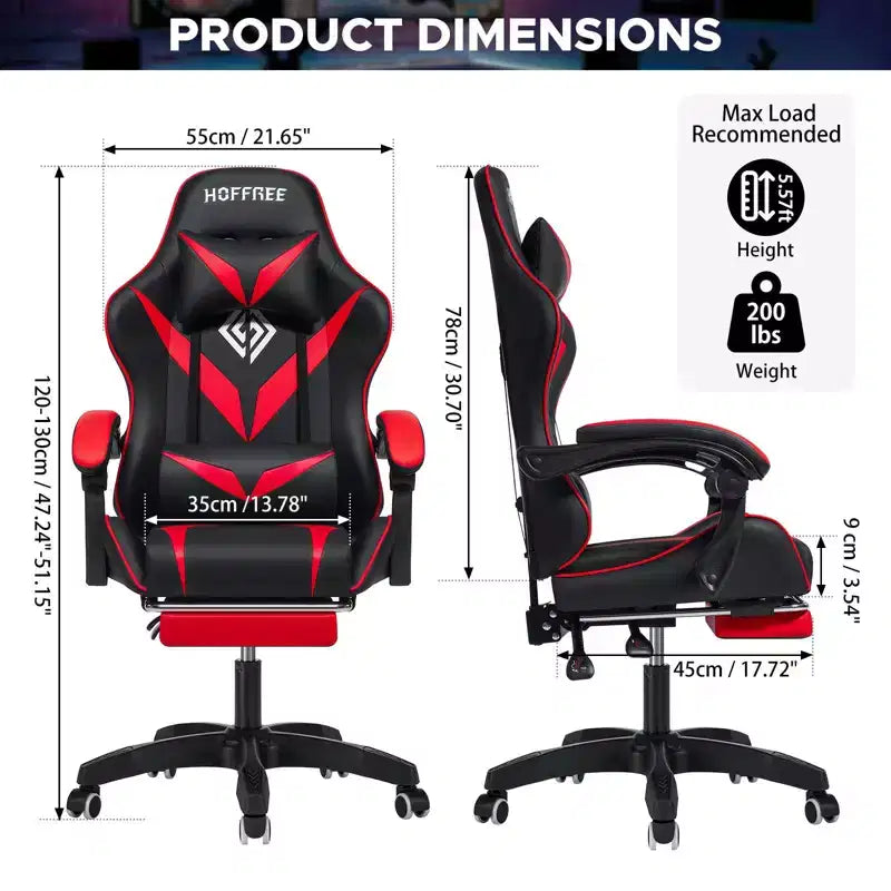 Chaise de massage gaming ergonomique Hoffree pour enfants avec repose-pieds et réglable