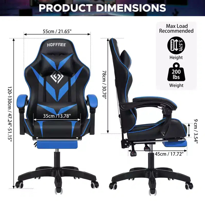 Chaise de massage gaming ergonomique Hoffree pour enfants avec repose-pieds et réglable