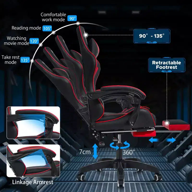 Chaise de massage gaming ergonomique Hoffree pour enfants avec repose-pieds et réglable