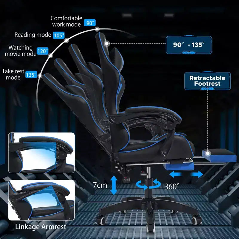 Chaise de massage gaming ergonomique Hoffree pour enfants avec repose-pieds et réglable