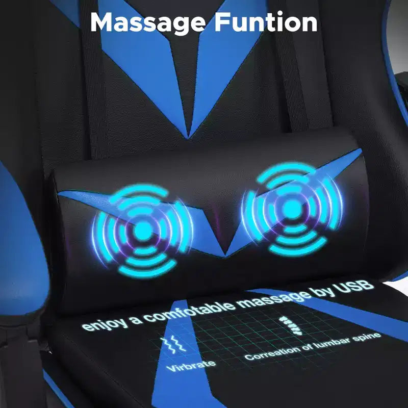 Chaise de massage gaming ergonomique Hoffree pour enfants avec repose-pieds et réglable