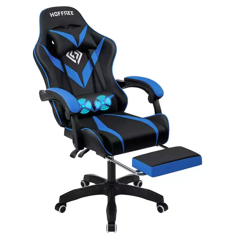 Chaise de massage gaming ergonomique Hoffree pour enfants avec repose-pieds et réglable