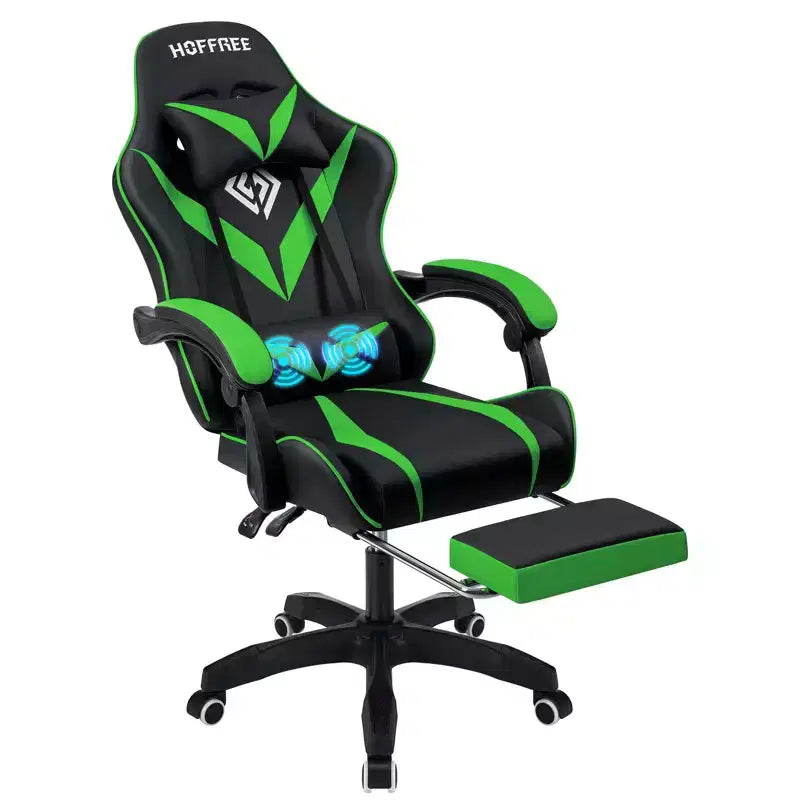Chaise de massage gaming ergonomique Hoffree pour enfants avec repose-pieds et réglable