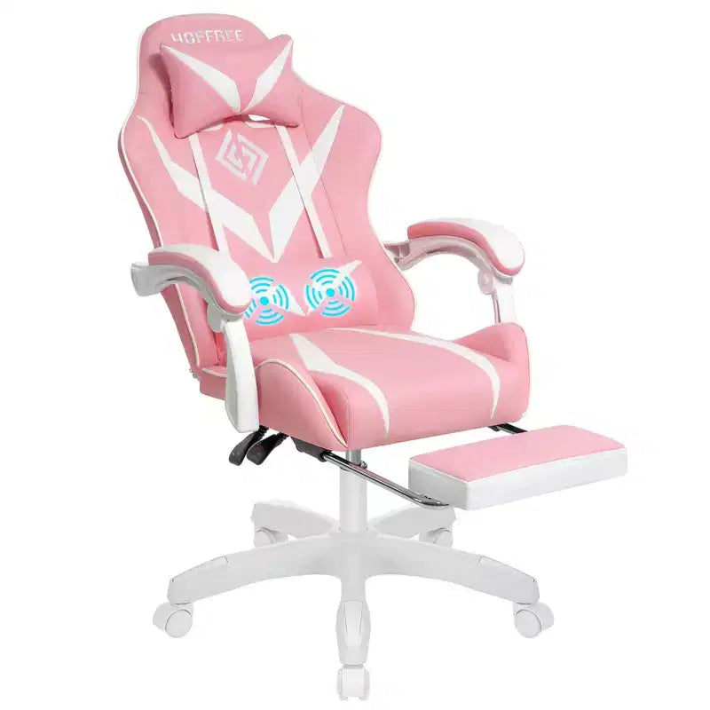 Chaise de massage gaming ergonomique Hoffree pour enfants avec repose-pieds et réglable