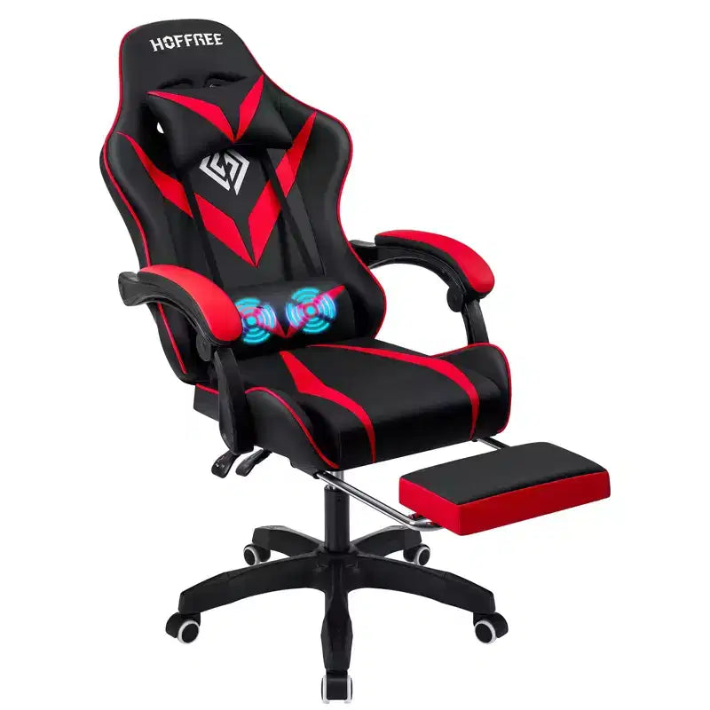Chaise de massage gaming ergonomique Hoffree pour enfants avec repose-pieds et réglable