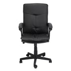 Chaise de bureau réglable Elama en similicuir capitonné noir à dossier haut