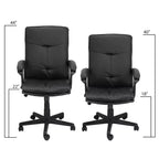 Chaise de bureau réglable Elama en similicuir capitonné noir à dossier haut