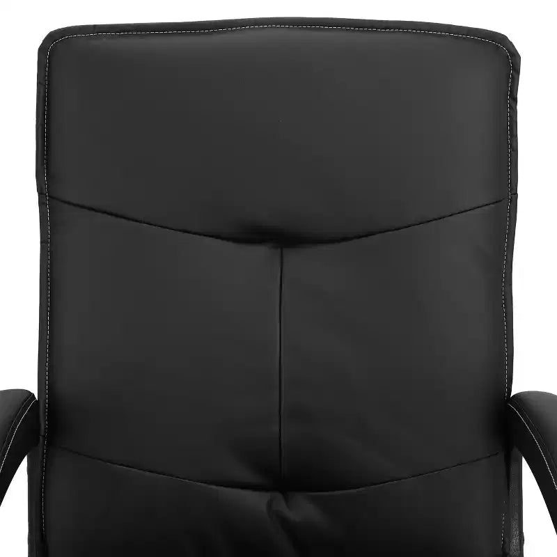 Chaise de bureau réglable Elama en similicuir capitonné noir à dossier haut