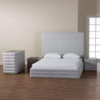 Ensemble de chambre à coucher 4 pièces Baxton Studio Cadmus moderne en tissu gris clair capitonné