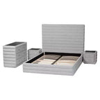 Ensemble de chambre à coucher 4 pièces Baxton Studio Cadmus moderne en tissu gris clair capitonné
