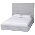 Ensemble de chambre à coucher 4 pièces Baxton Studio Cadmus moderne en tissu gris clair capitonné
