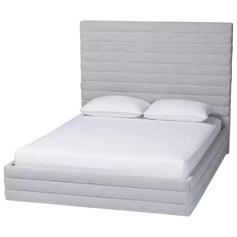 Ensemble de chambre à coucher 4 pièces Baxton Studio Cadmus moderne en tissu gris clair capitonné