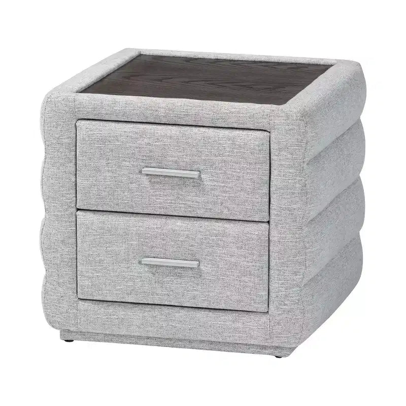 Ensemble de chambre à coucher 4 pièces Baxton Studio Cadmus moderne en tissu gris clair capitonné