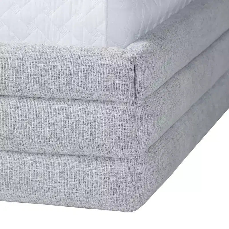Ensemble de chambre à coucher 4 pièces Baxton Studio Cadmus moderne en tissu gris clair capitonné
