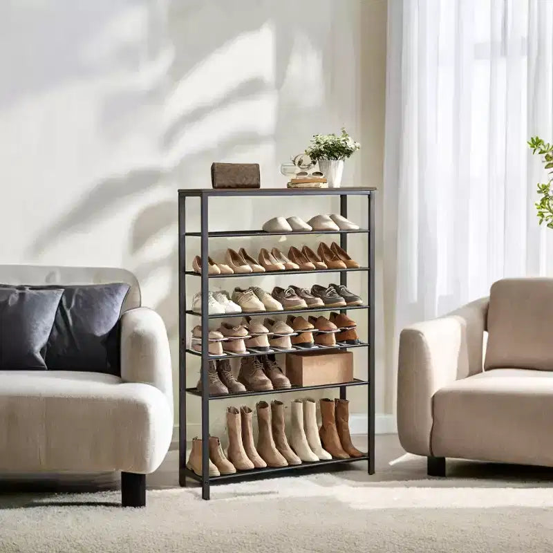 LEDREM Étagère à chaussures 8 niveaux, Organisateur de chaussures, 32-40 paires de chaussures, Grand organisateur d'étagère à chaussures avec 7 étagères en maille métallique, 30 x 100 x 152 cm
